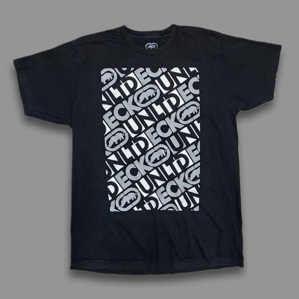 Ecko Unltd Black Front Print T-Shirt Streetwear Adult Size Large
